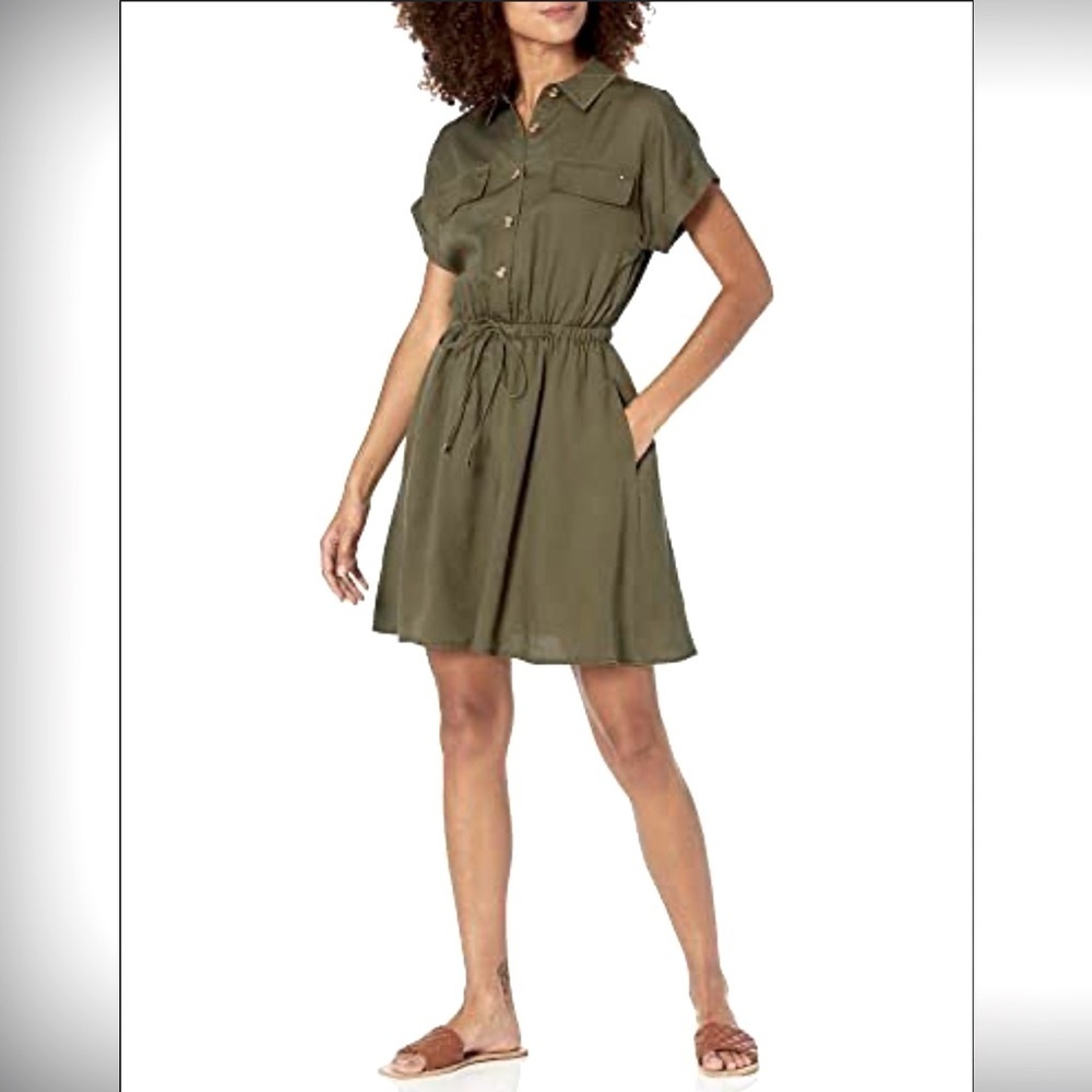 Tommy Hilfiger Green Collared Midi Sundress
